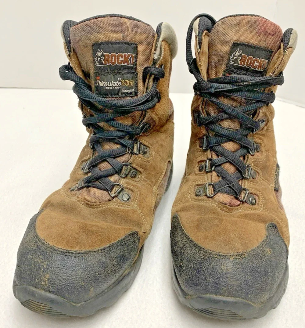 Rocky Gear Boots Youth Size 6 M Brown Camo Insulated Lace up READ